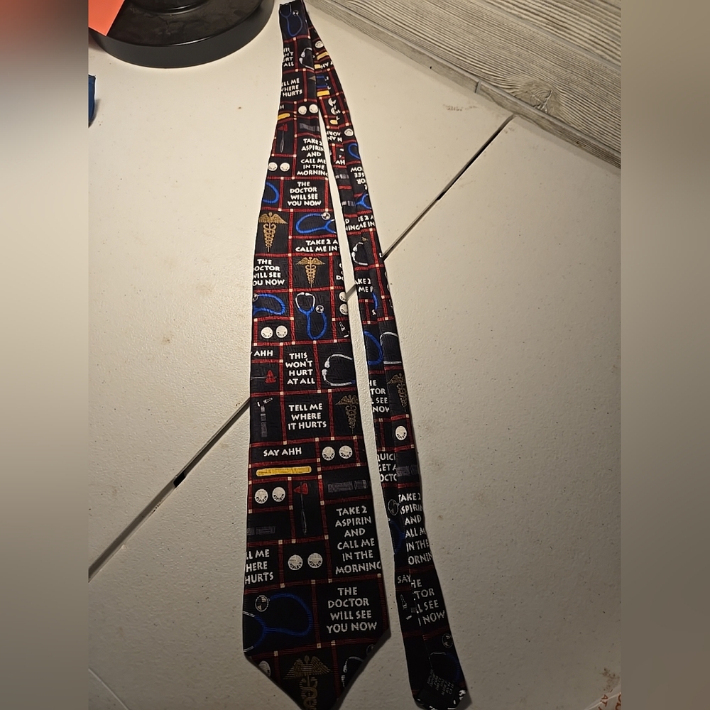 Vtg 1998 Ralph Marlin Doctor Squares Necktie Black Multicolor Tie 100% Silk 57"